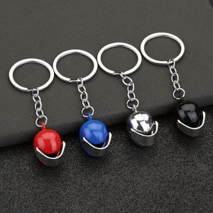 Spot Wholesale Creative Gift 3D <b>Personality</b> Motorcycle Helmet Metal <b>Keychain</b> Car AD Waist Hanging Key Ring Chain Link Pendant - Product Image 2