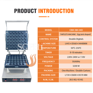 중소기업 공장 제조업체 용 맞춤형 금형 계란 타르트 프레스 기계 CE가있는 <span class=keywords><strong>Tartlet</strong></span>베이스 와플 메이커 - Product Image 2