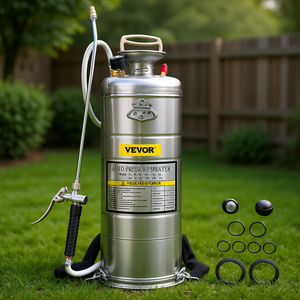 Pulverizador Vevor de 3.5 Galones de Acero Inoxidable con Varilla de 20 Pulgadas, Manómetro Manual y Boquilla Ajustable para Jardinería Doméstica - Product Image 2
