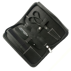 Kit de tijeras de peluquero de Color negro, maquinilla de afeitar de peluquero personalizada y cizalla de corte, Kit de tijeras de acero inoxidable con Funda de cuero PU - Product Image 2