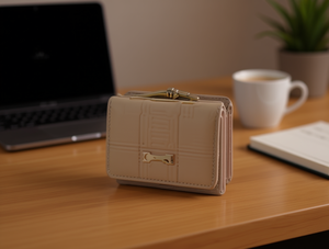 Portafoglio da donna a tre ante con clip, di piccole dimensioni, design a tinta unita - Product Image 2