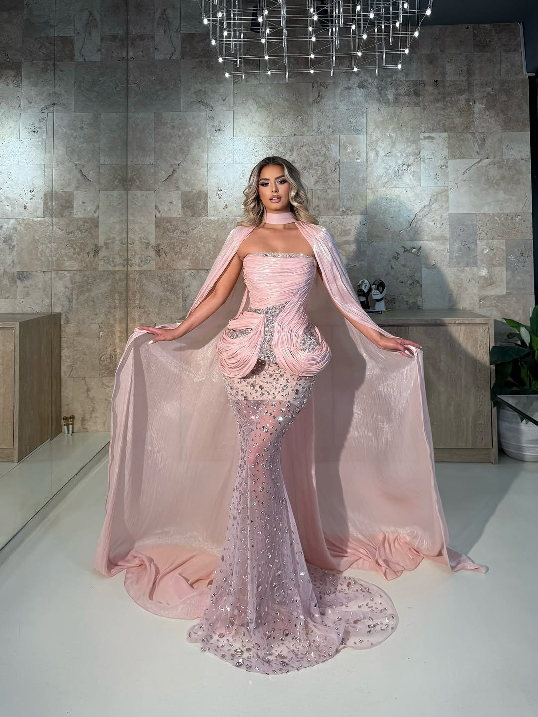 open lace back dress Blush Pink Sheer Bow-Tie Robe Dress – Romantic Elegance XL (Us12-14) / Ivory main image 0