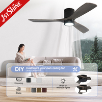 Ventilateur de plafond intelligent 1stshine à lames en bois massif encastrées, design moderne professionnel, avec lumière, excellent vendeur, directement de l'usine