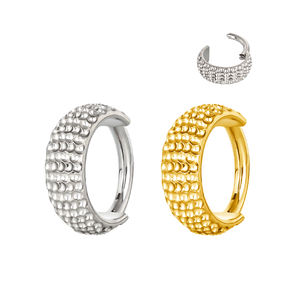 Mode boucle d'oreille Piercing bijoux charnière Segment cerceau anneau ASTM F136 titane bumped coupe côté grand cerceau anneau bijoux femmes hommes - Product Image 4