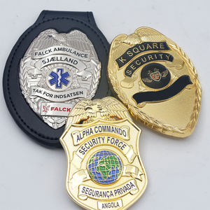 Insigne personnalisé National Bodyguard Logo Insigne Emblème de sécurité vierge en métal plaqué or argent avec portefeuille - Product Image 2