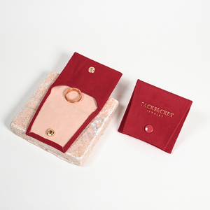PackSecret Customized Logo Earrings Necklace Ring Gift Bag Packaging Velvet Suede Small Jewelry <b>Button</b> Pouch With <b>Magnetic</b> Box - Product Image 5