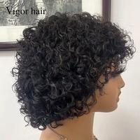 Perruques Courtes Pixie Bouclées en Cheveux Humains, Perruque Pixie Bouclée Jerry, Perruque Entièrement Faite à la Machine