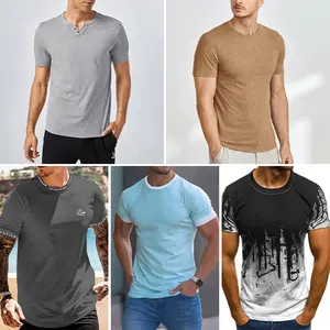 유럽과 미국 남성 여름 느슨한 라운드 넥 인쇄 시리즈 반팔 티셔츠 및상의 도매