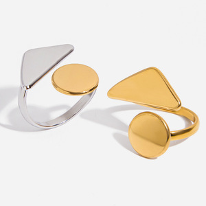 Geometric Asymmetrical <b>Open</b> <b>Ring</b> Jewelry 18K Stainless Steel Unisex Fashion <b>Ring</b> Gift - Product Image 1