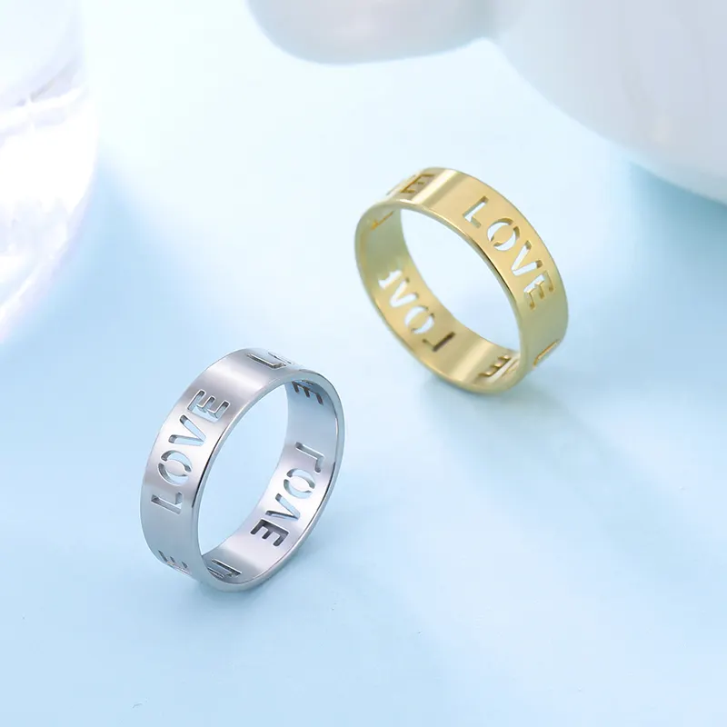 New Arrivals Love Wedding Rings Gold Stainless Steel Eternity Letter Stainless Love Ring Jewelry Women Fashion Rings