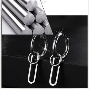 Stainless Steel Hoop <b>Earrings</b> Geometric U-Shaped Design Unisex Hip Hop Style Fashion Jewelry - Product Image 3