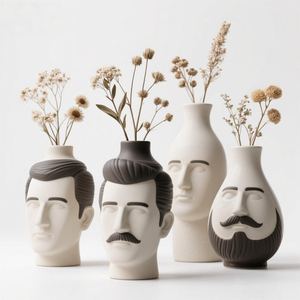 Maceta de Cerámica con <span class=keywords><strong>Cabeza</strong></span> de Hombre y <span class=keywords><strong>Mujer</strong></span> de Eslovaquia. Maceta Funcional Personalizada Pintada a Mano en 3D con Drenaje, como Regalo de Recuerdo - Product Image 6