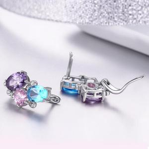 SCE579 Coloré zircon pierre gemme avec verre <span class=keywords><strong>fantaisie</strong></span> bijoux 925 argent femmes <span class=keywords><strong>oreille</strong></span> manchette cerceau <span class=keywords><strong>boucles</strong></span> <span class=keywords><strong>d</strong></span>'oreilles - Product Image 2