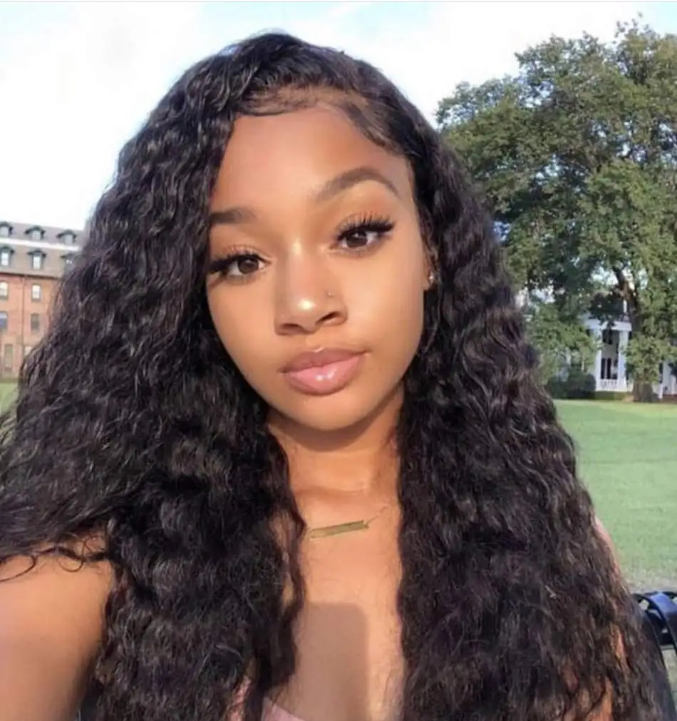 Genuine peruvian remy kinky curly wave weave hairstyles long dark roots hair styles 13x4 transparent custom frontal lace wigs