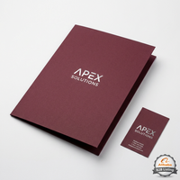 Carpeta de Papel Plegable Personalizada para Negocios, Color Borgoña, Laminado Mate, Papel Plateado, Logotipo Gratuito, OEM, ODM, Directo de Fábrica