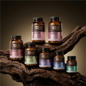 Bouteilles en verre givré de luxe personnalisées pour capsules de pilules, emballages de vitamines, flacons vides pour compléments alimentaires, bouteilles en verre ambré - Product Image 4