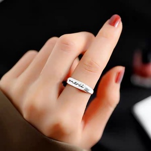 S925 Sterling Silver Letter <b>Ring</b> <b>Open</b> Design For Women Everyday Wear - Product Image 1