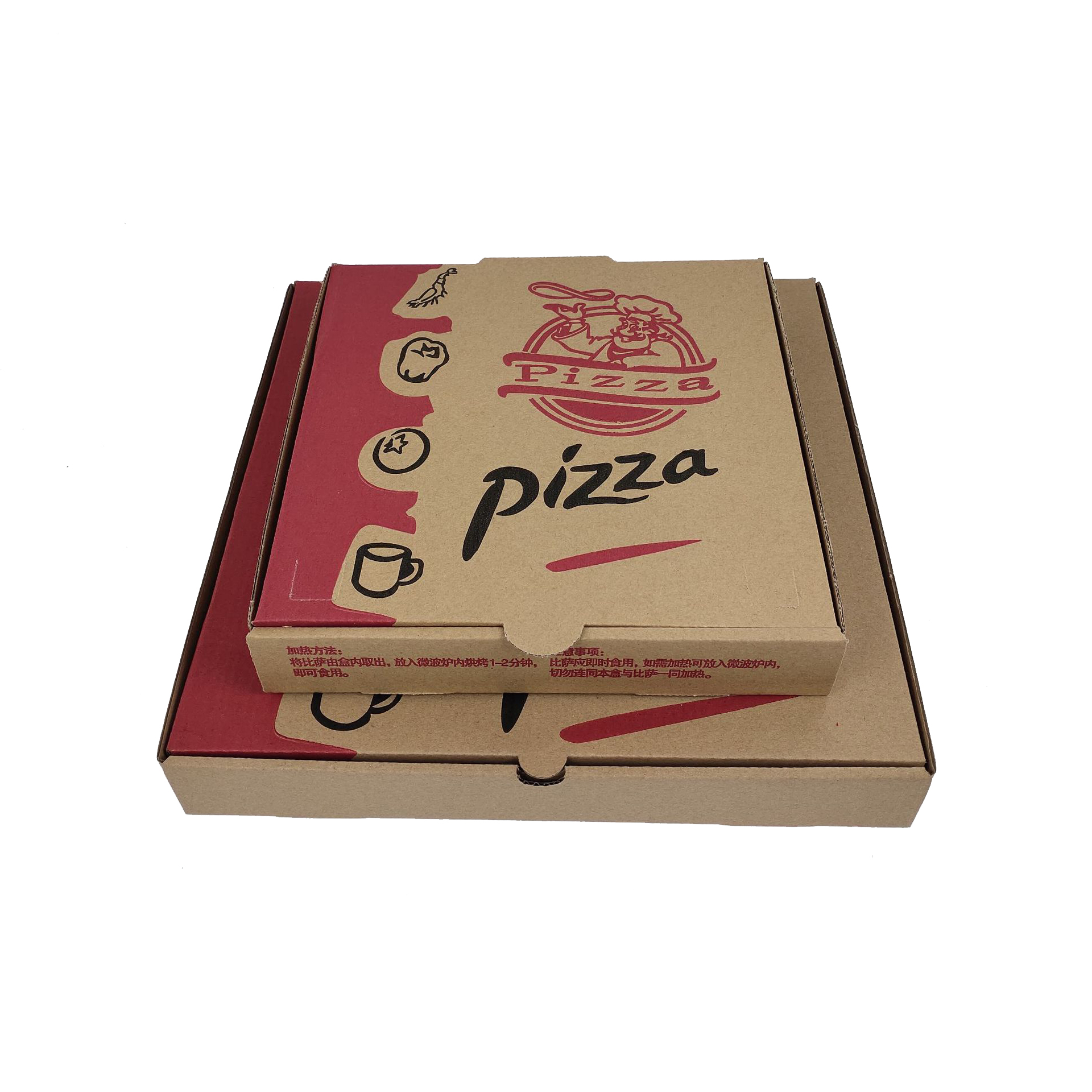 Burger Pizza Caixas De Papel Kraft Ondulado Descartável Por Atacado Barato Personalizado Impresso Takeaway para Ir 4 6 8 10 12 16 Polegadas 27 32 Cm