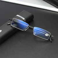 Nouvelle mode lunettes de lecture à demi-monture mince boîte de mode portable transparente Anti lumière bleue vente directe d'usine pour hommes femmes
