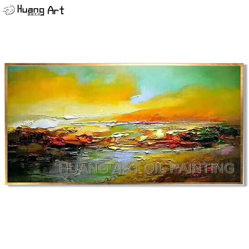 Modern Abstract Knife Oil Painting for Room Wall Decor Hang Picture Hand-painted Sunrise Landscape Oil Painting on Canvas