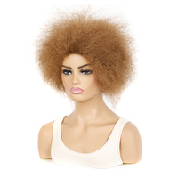 Perruque synthétique bouclée et volumineuse en fibre haute température, style court, fabriquée à la machine, pour femmes africaines, perruque afro tendance