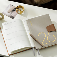 Agenda hebdomadaire A5 à couverture rigide 2026, style vintage, pour affaires, avec logo personnalisé, coffret cadeau de luxe, carnet de notes, journal, esthétique de bureau, gestion du temps
