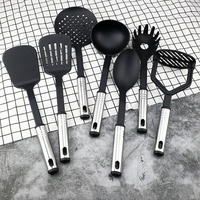 38 pcs Non-bâton Cuisine Gadgets Ustensiles de Cuisine Accessoires Nylon Noir Cuisine Ustensiles de Cuisine Ensemble Avec Poignée En Acier Inoxydable