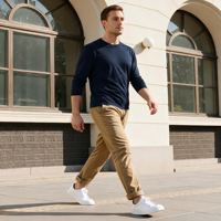 T-shirt Homme en Matière Premium, Expédition Rapide, Respirant et Séchage Rapide, Manches Longues, Couche Active pour Sports de Plein Air, Coupe Ample