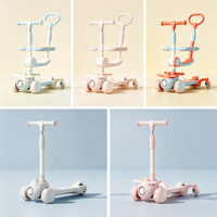 Trottinette pour enfants pliable en plastique, antidérapante, avec poignée réglable et éclairage multimode 5 en 1, idéale pour l'extérieur – Fabrication OEM/ODM