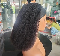 Perruques Afro Bouclées Frisées pour Femmes Noires, Perruque Bandeau Classique Ondulée et Volumineuse, Cheveux Frisés Printaniers, Perruques Sans Colle
