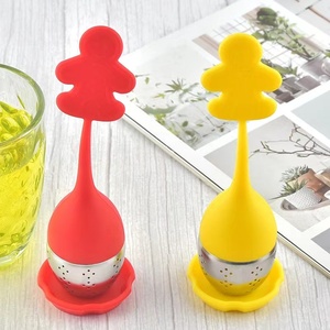 <strong>Kitchen</strong> <strong>Gadget</strong> Teaware Creative Gingerbread <strong>Man</strong> Silicone Tea Bag Leaf Filter Diffuser Tea Infuser Strainer - Product Image 1