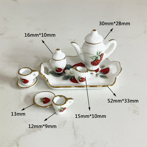 Casa delle bambole in scala 1:12 con 17 Mini Set da tè giocattolo <span class=keywords><strong>per</strong></span> casa in ceramica e gioco di cibo in miniatura <span class=keywords><strong>per</strong></span> gli amanti del caffè e del tè - Product Image 2