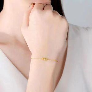 Xinfly Pure 18K Gold Chopin Chain Jewelry Au750 Double Ring Buckle <b>Beads</b> <b>Bracelet</b> - Product Image 3