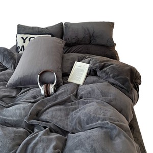 Set di Biancheria da Letto Invernale in Velluto di Latte a Doppio Strato, Tipo Lenzuolo con Angoli, 4 Pezzi e 3 Pezzi, <span class=keywords><strong>Copripiumino</strong></span> <span class=keywords><strong>Grigio</strong></span> di Alta Qualità - Product Image 5