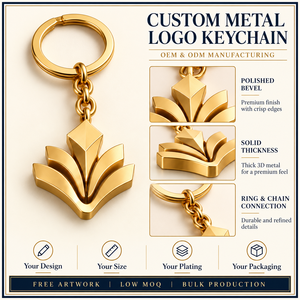 Porte-clés en métal 3D personnalisé en forme de logo d'entreprise en or, porte-clés promotionnel personnalisé, fabrication OEM ODM - Product Image 4