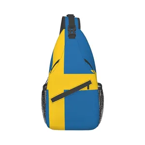 Wholesale Lot Low Price Custom Swedish Flag Print Sling Bag Crossbody Backpack Shoulder Bag For Women Men Cycling Hiking Travel