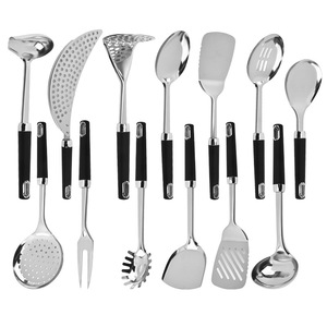 Ensemble d'ustensiles de cuisine en acier inoxydable 13 pièces, multifonctions, spatules, louches, cuillères ajourées pour la cuisson - Product Image 4