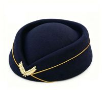 Chapeau d'hôtesse de l'air en feutre or avec embellissements en forme de blé, casquette beret forme piluline pour femme, uniforme d'étiquette formelle pour la réception d'hôtel, vente en gros