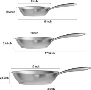 Tri-ply Modern Eco-Friendly Stainless Steel Chef's Frying <b>Pan</b> 8/10/12 Inch 20/24/28CM Skillet - Product Image 4