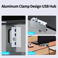 Lecteur de cartes multifonction Type-C 4-en-1 en alliage d'aluminium USB3.0 à clipser, pour ordinateur portable - Vente chaude