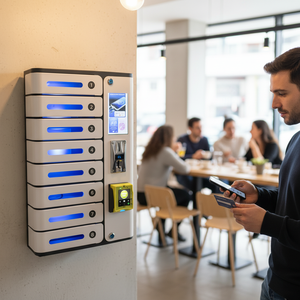 MIA Pre 8 Portes - Casier de recharge mobile à monnayeur et à carte de crédit, compatible avec les paiements sans espèces (ex. paiement par carte bancaire) Visa Master Card Google Pay - Product Image 2