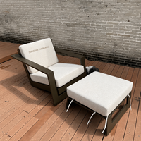 Fauteuil de jardin en aluminium imperméable Hangkai avec repose-pieds, fauteuil de patio en métal, ensemble de canapé de jardin à assise profonde