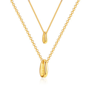 Colliers ras de cou en chaîne à double rangée, bijoux de luxe hypoallergéniques en alliage de zinc et acier inoxydable 316L, plaqués or 18 carats - Product Image 1