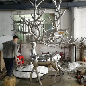공원 데코를 위한 스테인리스 사슴 조각품 금속 동물성 조각품