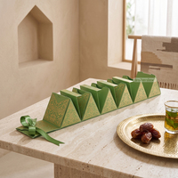 Boîte cadeau Ramadan haut de gamme avec emballage rigide hexagonal en chocolat halal imprimé sur mesure, Dubai, avec sacs en papier