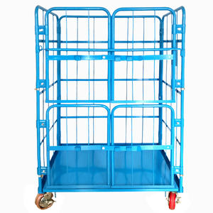 Chariot de chariot de cage de rouleau de maille d'acier de récipient de roulement à quatre roues résistant pour l'usage industriel de stockage pour l'entrepôt de supermarché - Product Image 2
