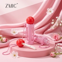 Tubes de brillant à lèvres mignons en forme de sucette avec porte-clés, emballage vide rose pour baume à lèvres avec fenêtre, tube de rouge à lèvres liquide unique pour filles et enfants