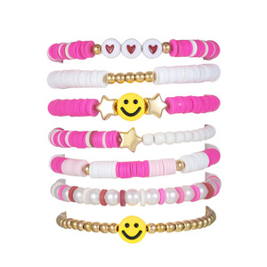 Fashion Beaded <b>Bracelets</b> Set Pink <b>White</b> Smile Face Bohemian Style Women Gift Jewelry - Product Image 5