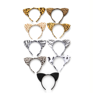 Hb080 Groothandel Dieren Themafeest Cosplay Haarband Cartoon Tijger Zebra Luipaard Koe Oren Hoofdband Voor Verjaardag Kerstkostuum