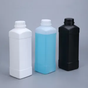 Grosir Kosong 1L Botol Minyak Mesin Plastik Persegi Kedap Udara Wadah Air Kimia Hitam untuk Industri